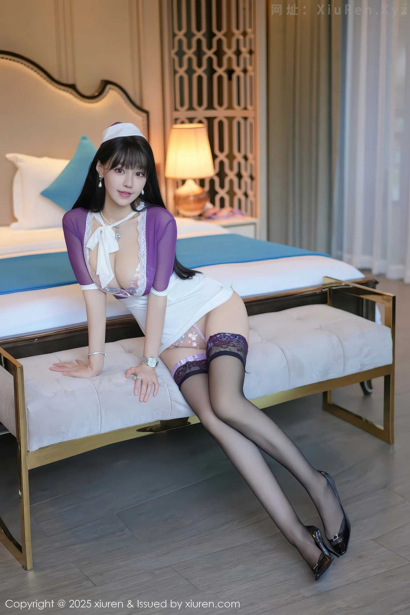 图片[5]-[XiuRen秀人网] VOL.11069 女神心上可Flora性感紫色情趣服饰配黑色丝袜秀丰满身材诱惑写真80P-秀人网官方网站